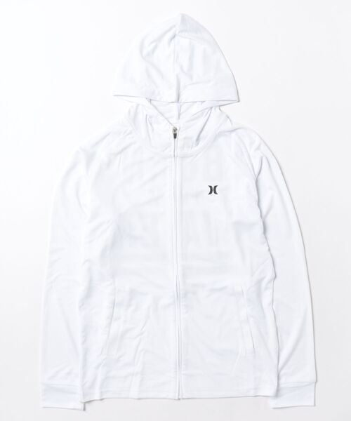 Hurley （ハーレー）の「【Hurley:ハーレー】キッズジップアップラッシュパーカー　ラッシュフーディー　BORN FROM WATER FULL ZIP HOODIE（ラッシュガード・キッズ・ホワイト/ブラック・160/130/150/140）」の6枚目の写真
