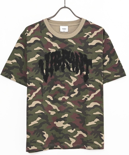 SILVER BULLET(シルバーバレット)の「『SILVER BULLET SELECT AP/シルバーバレットセレクト』フリンジデニムパッチ半袖Tシャツ(Tシャツ/カットソー・メンズ・ブラック系/ピンク/ウッドランド・L/M)」の7枚目の写真