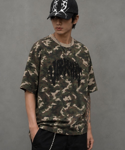 SILVER BULLET(シルバーバレット)の「『SILVER BULLET SELECT AP/シルバーバレットセレクト』フリンジデニムパッチ半袖Tシャツ(Tシャツ/カットソー・メンズ・ブラック系/ピンク/ウッドランド・L/M)」の22枚目の写真