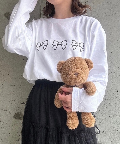 boemy(ボエミー)の「バレエコアリボンロンT/長袖Tシャツ(Tシャツ/カットソー・レディース・ホワイト/ホワイト系その他・MEDIUM)」の2枚目の写真