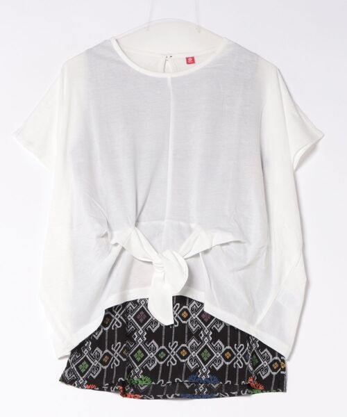 チャイハネ(チャイハネ)の「【チャイハネ】ラヤナリボンTシャツ&タンクトップ2点セット(アンサンブル・レディース・ホワイト/オレンジ/ブラック・FREE)」の1枚目の写真