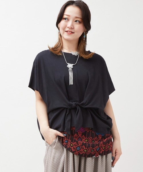チャイハネ(チャイハネ)の「【チャイハネ】ラヤナリボンTシャツ&タンクトップ2点セット(アンサンブル・レディース・ホワイト/オレンジ/ブラック・FREE)」の2枚目の写真