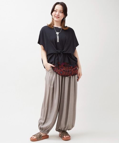 チャイハネ(チャイハネ)の「【チャイハネ】ラヤナリボンTシャツ&タンクトップ2点セット(アンサンブル・レディース・ホワイト/オレンジ/ブラック・FREE)」の5枚目の写真