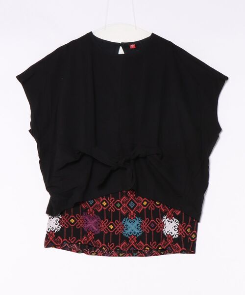 チャイハネ(チャイハネ)の「【チャイハネ】ラヤナリボンTシャツ&タンクトップ2点セット(アンサンブル・レディース・ホワイト/オレンジ/ブラック・FREE)」の4枚目の写真