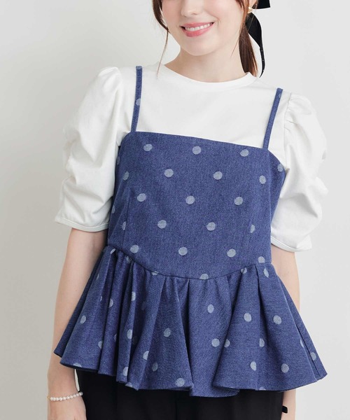 PICCIN PERLA(ピッチンペルラ)の「デニムドットビスチェ(キャミソール・レディース・ダークブルー/ライトブルー・M)」の3枚目の写真