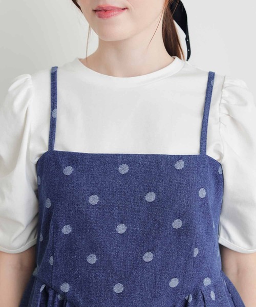 PICCIN PERLA(ピッチンペルラ)の「デニムドットビスチェ(キャミソール・レディース・ダークブルー/ライトブルー・M)」の17枚目の写真