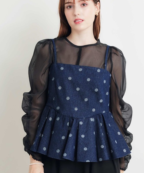 PICCIN PERLA(ピッチンペルラ)の「デニムドットビスチェ(キャミソール・レディース・ダークブルー/ライトブルー・M)」の10枚目の写真
