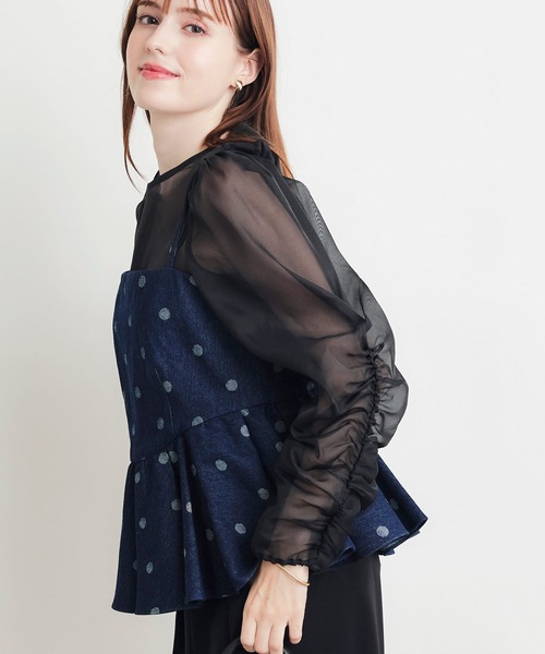 PICCIN PERLA(ピッチンペルラ)の「デニムドットビスチェ(キャミソール・レディース・ダークブルー/ライトブルー・M)」の11枚目の写真