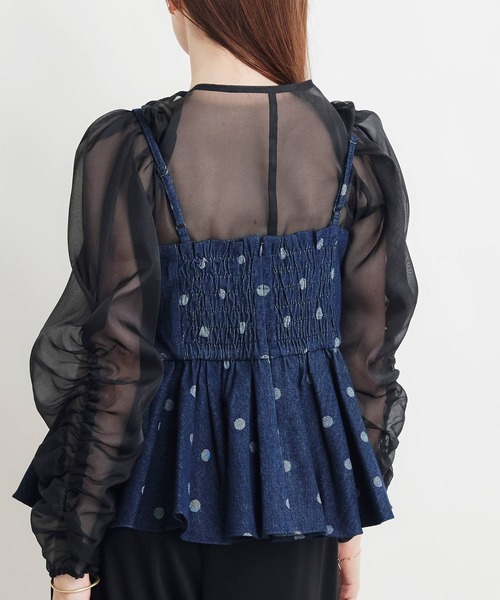 PICCIN PERLA(ピッチンペルラ)の「デニムドットビスチェ(キャミソール・レディース・ダークブルー/ライトブルー・M)」の12枚目の写真