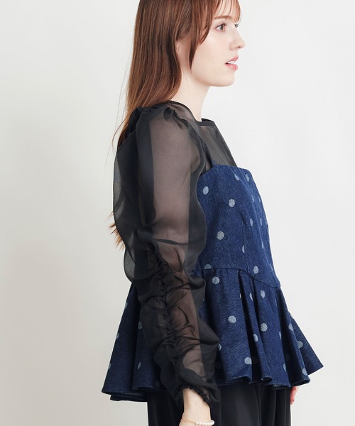 PICCIN PERLA(ピッチンペルラ)の「デニムドットビスチェ(キャミソール・レディース・ダークブルー/ライトブルー・M)」の13枚目の写真