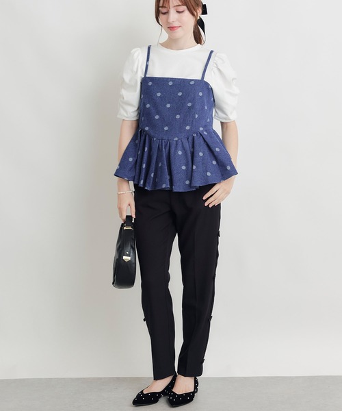 PICCIN PERLA(ピッチンペルラ)の「デニムドットビスチェ(キャミソール・レディース・ダークブルー/ライトブルー・M)」の7枚目の写真