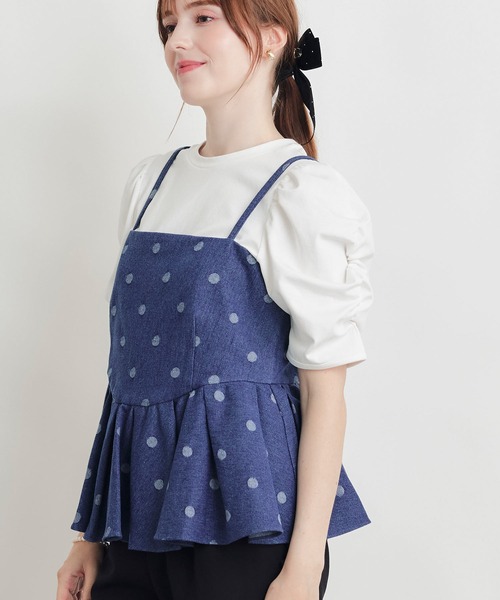 PICCIN PERLA(ピッチンペルラ)の「デニムドットビスチェ(キャミソール・レディース・ダークブルー/ライトブルー・M)」の4枚目の写真