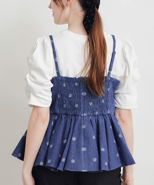 PICCIN PERLA(ピッチンペルラ)の「デニムドットビスチェ(キャミソール・レディース・ダークブルー/ライトブルー・M)」の5枚目の写真