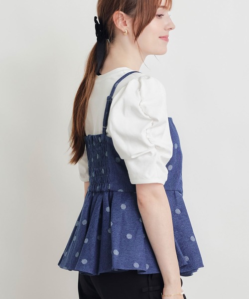 PICCIN PERLA(ピッチンペルラ)の「デニムドットビスチェ(キャミソール・レディース・ダークブルー/ライトブルー・M)」の6枚目の写真
