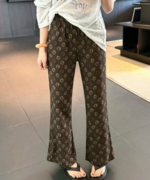 小柄花柄 9 分丈マイクロフレアパンツ 体型カバー