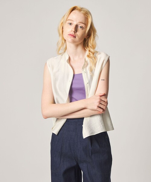 Steven Alan（スティーブンアラン）の「＜Steven Alan＞レース ノースリーブ ブラウス（シャツ/ブラウス・レディース・ブラック/オフホワイト・FREE）」の4枚目の写真