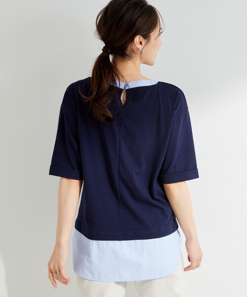 SHOO・LA・RUE(シューラルー)の「【インせず着られる/二の腕隠れる】重ね着風 シャツドッキングトップス(Tシャツ/カットソー・レディース・グレー系その他3/ライトグレー系2/ネイビー系2/ダークブラウン/ホワイト/イエロー・01/02/03/04)」の9枚目の写真