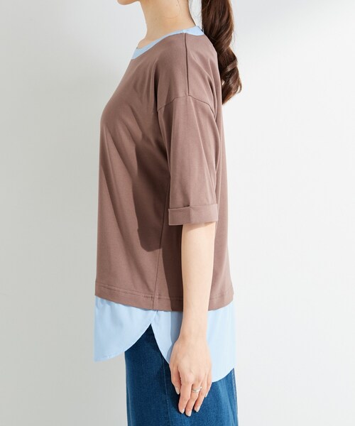 SHOO・LA・RUE(シューラルー)の「【インせず着られる/二の腕隠れる】重ね着風 シャツドッキングトップス(Tシャツ/カットソー・レディース・グレー系その他3/ライトグレー系2/ネイビー系2/ダークブラウン/ホワイト/イエロー・01/02/03/04)」の13枚目の写真