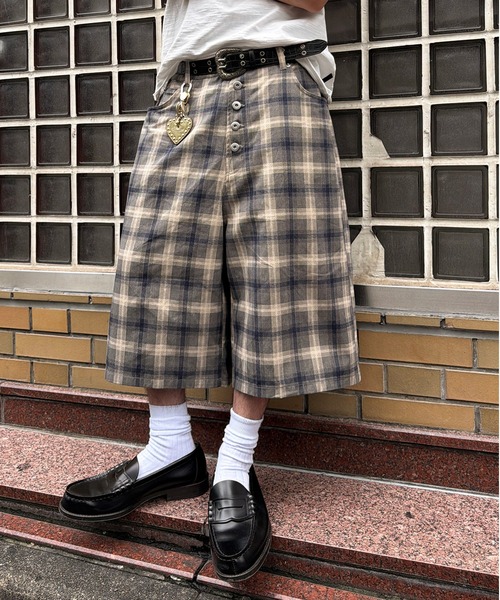 kutir(クティール)の「ASSORT CHECK STRIPE SHORTS/アソートチェックストライプジョーツ(その他パンツ・メンズ・カーキ/グレー/チャコールグレー・MEDIUM/LARGE/SMALL)」の1枚目の写真