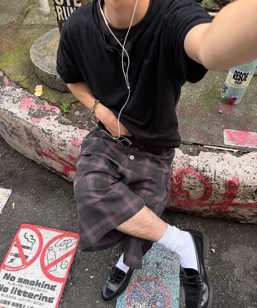 kutir(クティール)の「ASSORT CHECK STRIPE SHORTS/アソートチェックストライプジョーツ(その他パンツ・メンズ・カーキ/グレー/チャコールグレー・MEDIUM/LARGE/SMALL)」の16枚目の写真