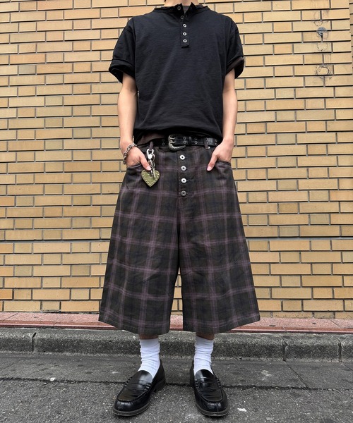 kutir(クティール)の「ASSORT CHECK STRIPE SHORTS/アソートチェックストライプジョーツ(その他パンツ・メンズ・カーキ/グレー/チャコールグレー・MEDIUM/LARGE/SMALL)」の4枚目の写真