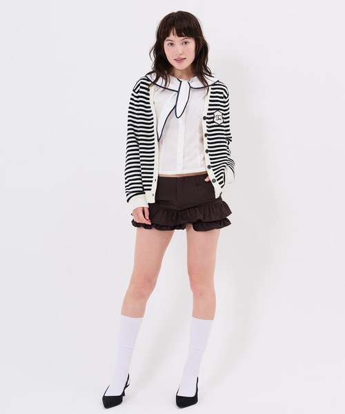 TINA:JOJUN(ティーナジョジュン)の「レース付き セーラー ブラウス TINA:JOJUN(シャツ/ブラウス・レディース・ホワイト/ボルドー・M)」の9枚目の写真