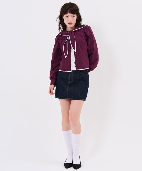 TINA:JOJUN(ティーナジョジュン)の「レース付き セーラー ブラウス TINA:JOJUN(シャツ/ブラウス・レディース・ホワイト/ボルドー・M)」の14枚目の写真