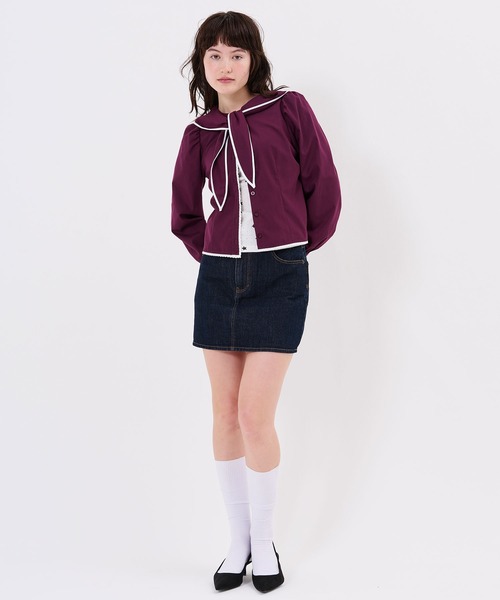 TINA:JOJUN(ティーナジョジュン)の「レース付き セーラー ブラウス TINA:JOJUN(シャツ/ブラウス・レディース・ホワイト/ボルドー・M)」の15枚目の写真