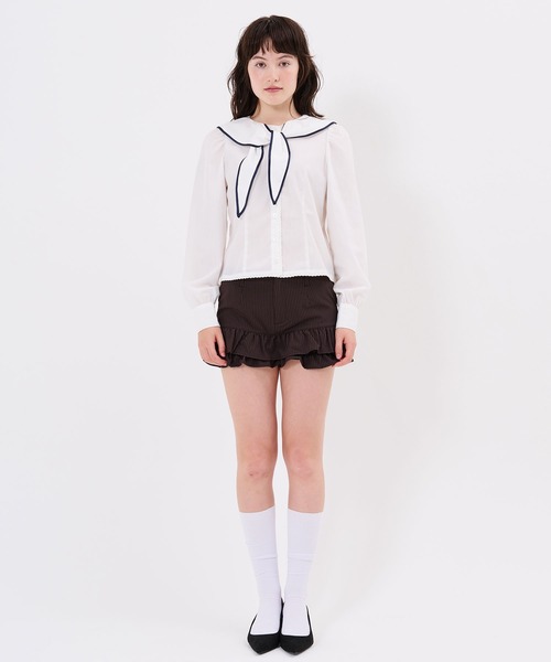 TINA:JOJUN(ティーナジョジュン)の「レース付き セーラー ブラウス TINA:JOJUN(シャツ/ブラウス・レディース・ホワイト/ボルドー・M)」の18枚目の写真