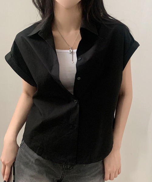 by LEGNA(バイレグナ)の「ロールアップ袖シャツ(Tシャツ/カットソー・レディース・ブラック/ライトブルー/ホワイト/ダークグレー・LARGE/SMALL/MEDIUM)」の7枚目の写真