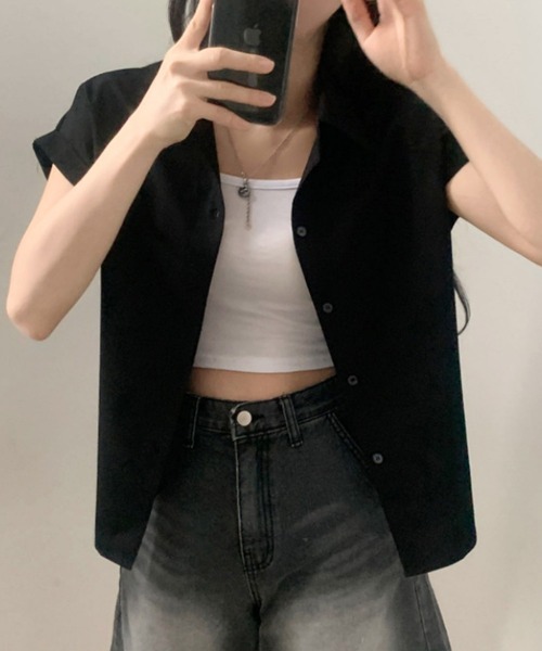 by LEGNA(バイレグナ)の「ロールアップ袖シャツ(Tシャツ/カットソー・レディース・ブラック/ライトブルー/ホワイト/ダークグレー・LARGE/SMALL/MEDIUM)」の8枚目の写真