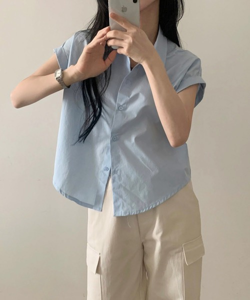 by LEGNA(バイレグナ)の「ロールアップ袖シャツ(Tシャツ/カットソー・レディース・ブラック/ライトブルー/ホワイト/ダークグレー・LARGE/SMALL/MEDIUM)」の10枚目の写真