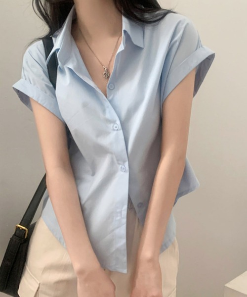 by LEGNA(バイレグナ)の「ロールアップ袖シャツ(Tシャツ/カットソー・レディース・ブラック/ライトブルー/ホワイト/ダークグレー・LARGE/SMALL/MEDIUM)」の11枚目の写真