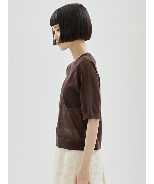emmi(エミ)の「シアーニットプルオーバー(ニット/セーター・レディース・オフホワイト/ブラック/ブラウン・F)」の7枚目の写真