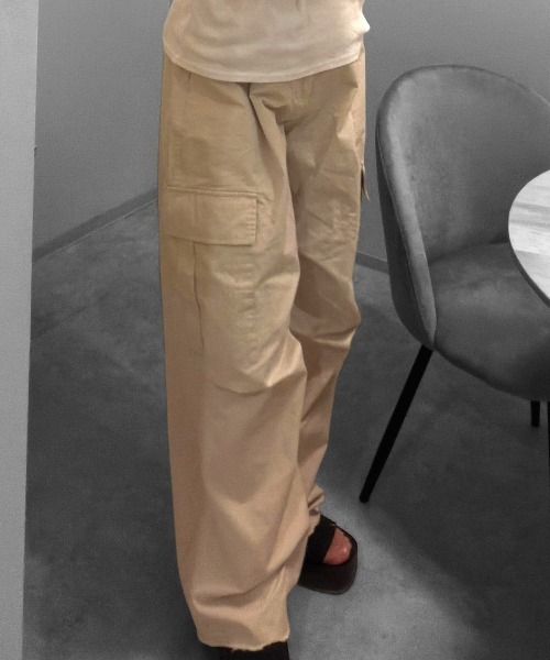 Human 2nd Occasion（ヒューマンセカンドオケージョン）の「コットンツイルワイドカーゴパンツ（カーゴパンツ・レディース・ナチュラル/ベージュ・M）」の7枚目の写真