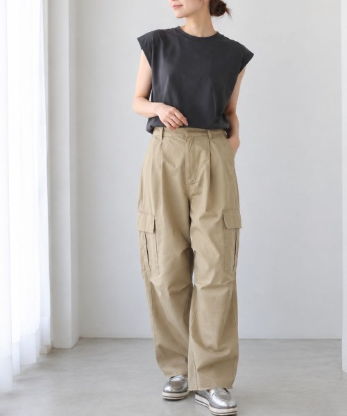 Human 2nd Occasion（ヒューマンセカンドオケージョン）の「コットンツイルワイドカーゴパンツ（カーゴパンツ・レディース・ナチュラル/ベージュ・M）」の18枚目の写真