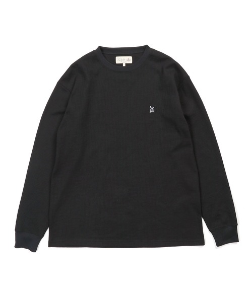 The DUFFER of ST.GEORGE(ザダファーオブセントジョージ)の「T/C WAFFLE D-PATCH L/S TEE:ワッフル ロングスリーブTEE / サーマル / Dワッペン / ワンポイント / デイリーウェア(Tシャツ/カットソー・メンズ・ホワイト/ブラック・X-LARGE/LARGE/MEDIUM/SMALL)」の3枚目の写真