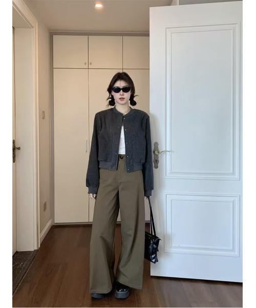 Ritzy(リッツィー)の「ノーカラー クロップドボンバージャケット(ブルゾン・レディース・カーキ/ダークグレー・M)」の19枚目の写真