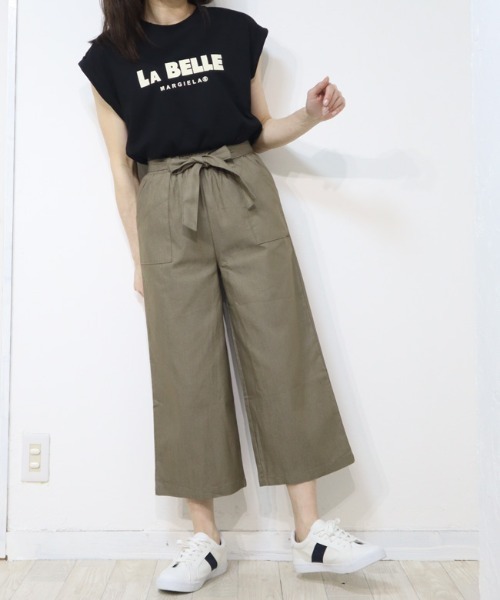 DISKEEN SURE（ディスキーンシュアー）の「ライトオンスで晩夏初秋にぴったり！ウエストリボンワイドパンツ（その他パンツ・レディース・グレー/ネイビー/カーキブラウン・LARGE/MEDIUM）」の13枚目の写真