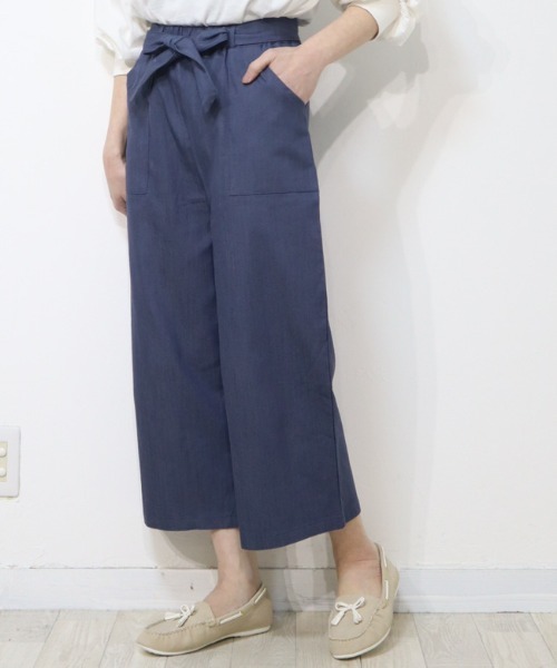 DISKEEN SURE（ディスキーンシュアー）の「ライトオンスで晩夏初秋にぴったり！ウエストリボンワイドパンツ（その他パンツ・レディース・グレー/ネイビー/カーキブラウン・LARGE/MEDIUM）」の8枚目の写真