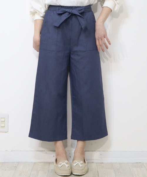 DISKEEN SURE（ディスキーンシュアー）の「ライトオンスで晩夏初秋にぴったり！ウエストリボンワイドパンツ（その他パンツ・レディース・グレー/ネイビー/カーキブラウン・LARGE/MEDIUM）」の10枚目の写真