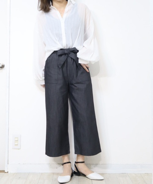 DISKEEN SURE（ディスキーンシュアー）の「ライトオンスで晩夏初秋にぴったり！ウエストリボンワイドパンツ（その他パンツ・レディース・グレー/ネイビー/カーキブラウン・LARGE/MEDIUM）」の15枚目の写真