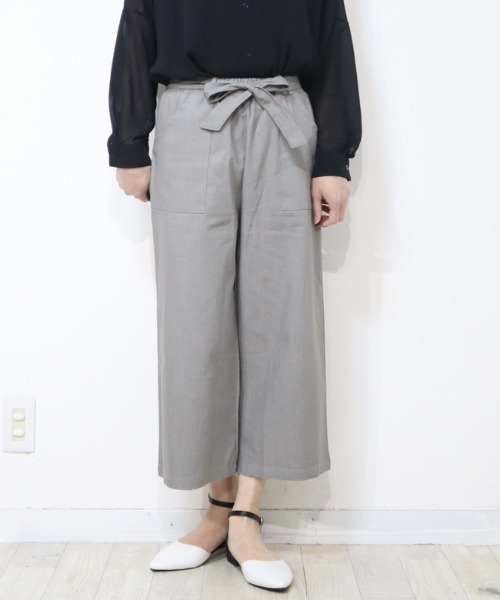 DISKEEN SURE（ディスキーンシュアー）の「ライトオンスで晩夏初秋にぴったり！ウエストリボンワイドパンツ（その他パンツ・レディース・グレー/ネイビー/カーキブラウン・LARGE/MEDIUM）」の4枚目の写真