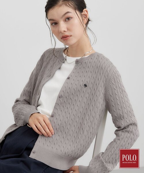 POLO BCS(ポロ ビーシーエス)の「POLO BCS/ケーブルクルーカーディガン(カーディガン/ボレロ・レディース・ブラック/グリーン/ワインレッド/グレー・13/12)」の3枚目の写真