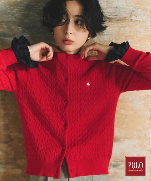 POLO BCS(ポロ ビーシーエス)の「POLO BCS/ケーブルクルーカーディガン(カーディガン/ボレロ・レディース・ブラック/グリーン/ワインレッド/グレー・13/12)」の7枚目の写真