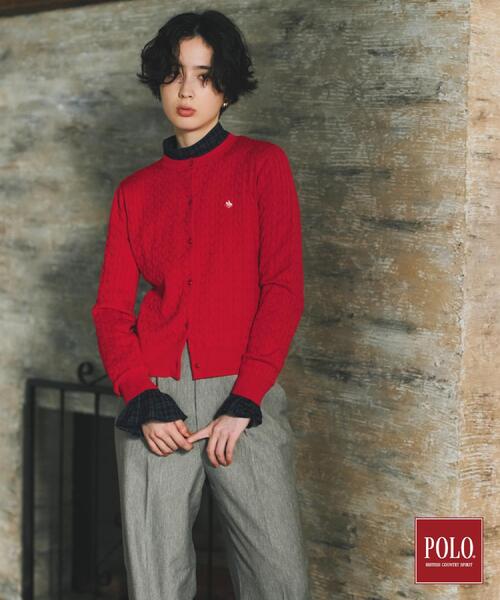 POLO BCS(ポロ ビーシーエス)の「POLO BCS/ケーブルクルーカーディガン(カーディガン/ボレロ・レディース・ブラック/グリーン/ワインレッド/グレー・13/12)」の9枚目の写真