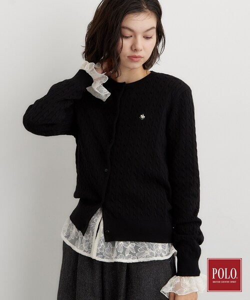 POLO BCS(ポロ ビーシーエス)の「POLO BCS/ケーブルクルーカーディガン(カーディガン/ボレロ・レディース・ブラック/グリーン/ワインレッド/グレー・13/12)」の15枚目の写真