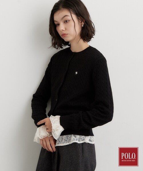 POLO BCS(ポロ ビーシーエス)の「POLO BCS/ケーブルクルーカーディガン(カーディガン/ボレロ・レディース・ブラック/グリーン/ワインレッド/グレー・13/12)」の16枚目の写真