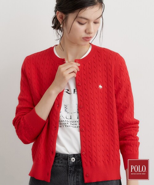 POLO BCS(ポロ ビーシーエス)の「POLO BCS/ケーブルクルーカーディガン(カーディガン/ボレロ・レディース・ブラック/グリーン/ワインレッド/グレー・13/12)」の6枚目の写真