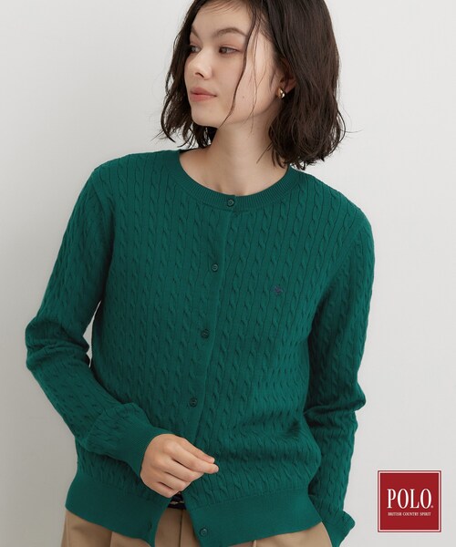 POLO BCS(ポロ ビーシーエス)の「POLO BCS/ケーブルクルーカーディガン(カーディガン/ボレロ・レディース・ブラック/グリーン/ワインレッド/グレー・13/12)」の5枚目の写真